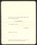 Rouwkaart Fetje Hendriksdr. Sytema